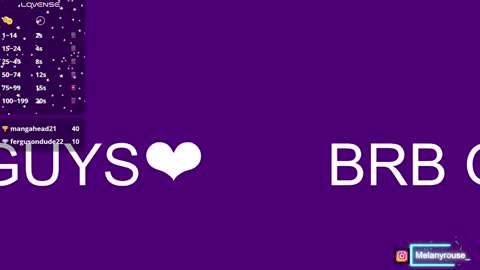 Snapshot of melanyrouse1 chatting on January 2025 01:08:01 AM melanyrouse1 online show from January 2025 01:08:01 AM