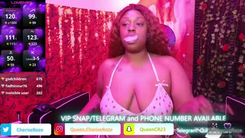 Snapshot of queencroze chatting on March 2025 05:44:02 AM Queen Cherise Roze online show from March 2025 05:44:02 AM