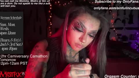 Snapshot of sinfulincubus chatting on January 2025 05:41:02 AM Mistrx Sin online show from January 2025 05:41:02 AM